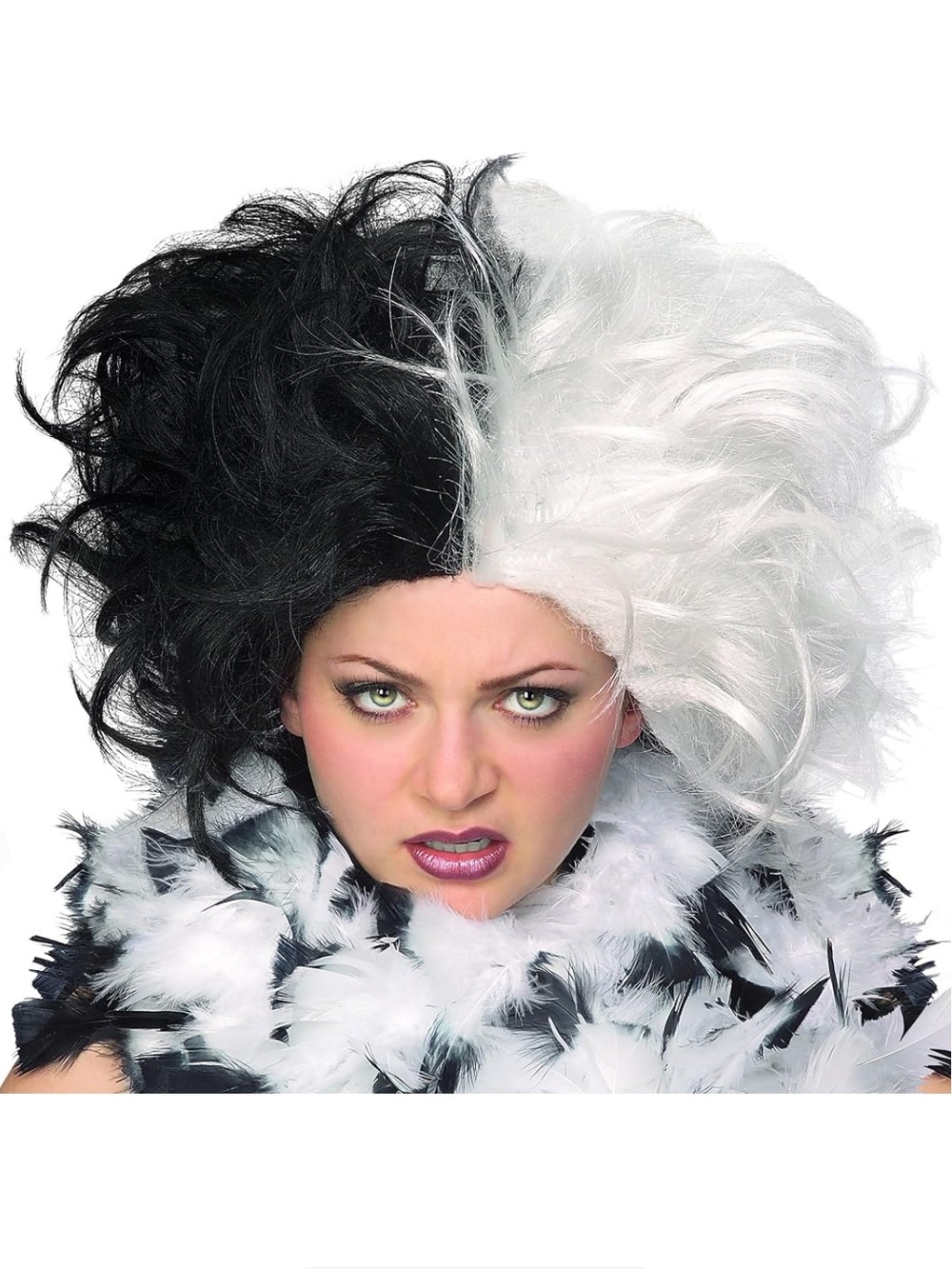 Rubie's Ms Spot/Cruella De Vil Black & White Two-Tone Wig OS 14+